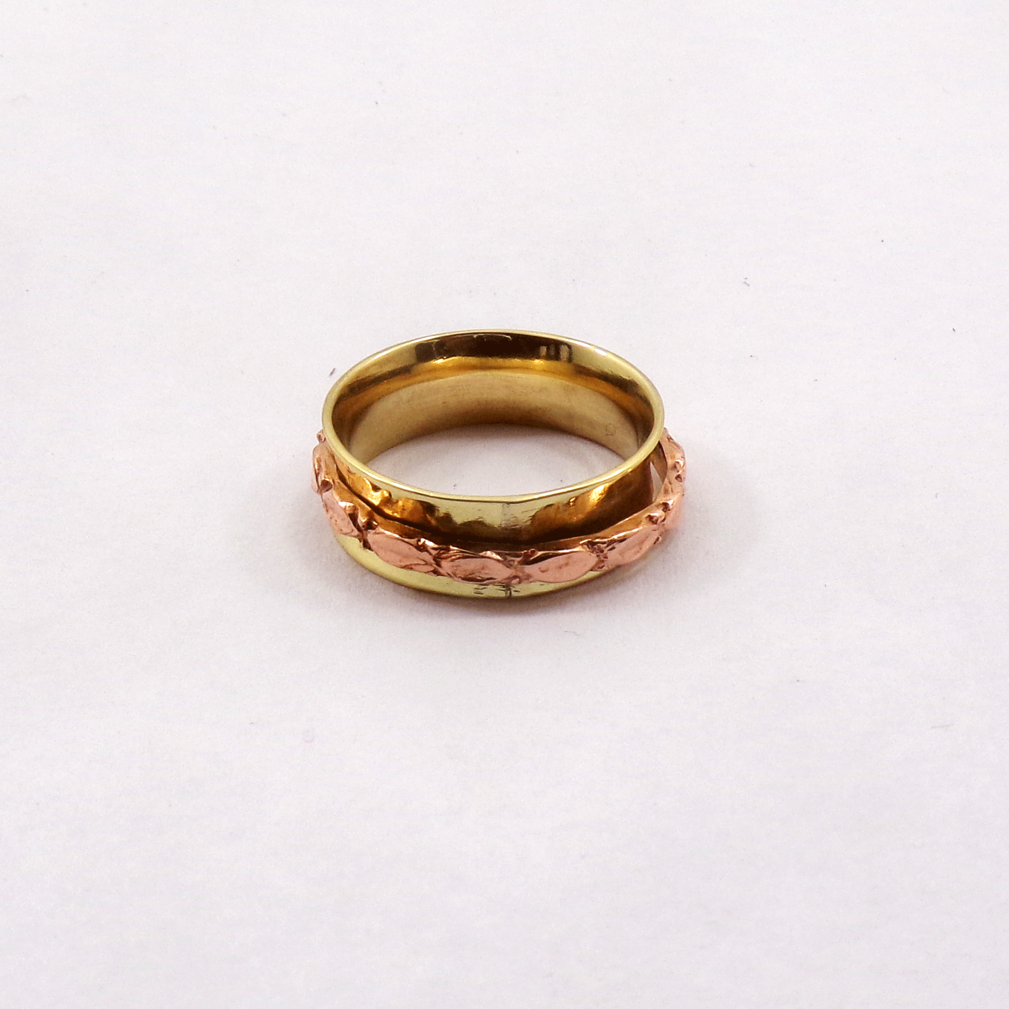 Ring Size - 8 Fashionable Brass Copper Ring S - BSPR999 18K Rose Gold & Yellow Gold Plated Solid Handmade Designer Brass Copper Spinner Ring